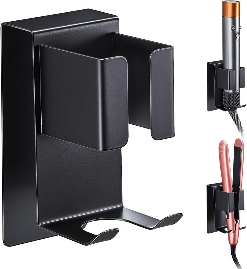 Oukimly Curling Iron Holder Wall Mount, Hair Straightener Holder, Adhesive Hair Tool Organizer Storage for Styler Attachments, Flat Iron, Blow Dryer Holder for Bathroom Vanity (1, Black) - Image 1